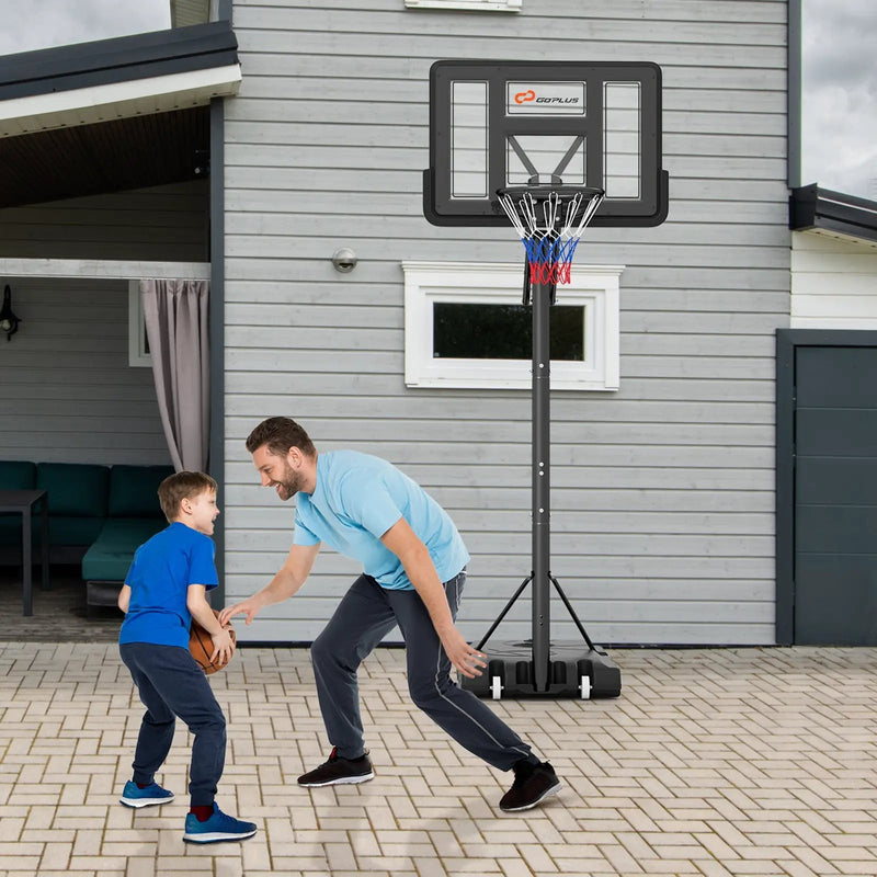 Portable Basketball Hoop with 4.6 to 10 Feet 10-Level Height Adjustable by DirectDeals