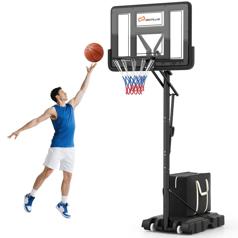 Portable Basketball Hoop with 4.6 to 10 Feet 10-Level Height Adjustable by DirectDeals