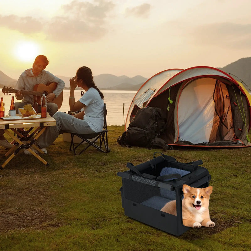 Portable Foldable Pet Carrying Bag with 2 Openings and Comfy Cushion by DirectDeals