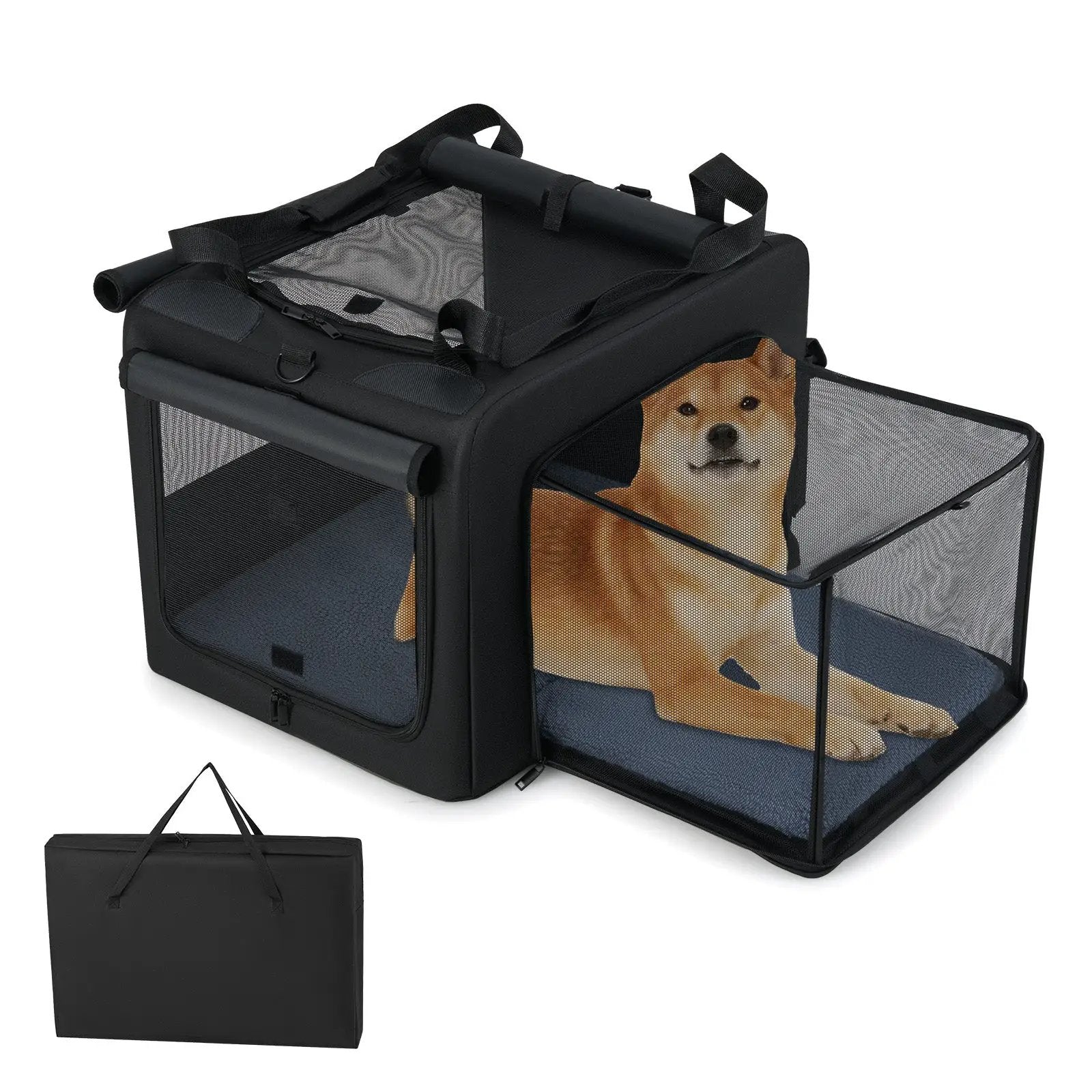 Portable Foldable Pet Carrying Bag with 2 Openings and Comfy Cushion by DirectDeals