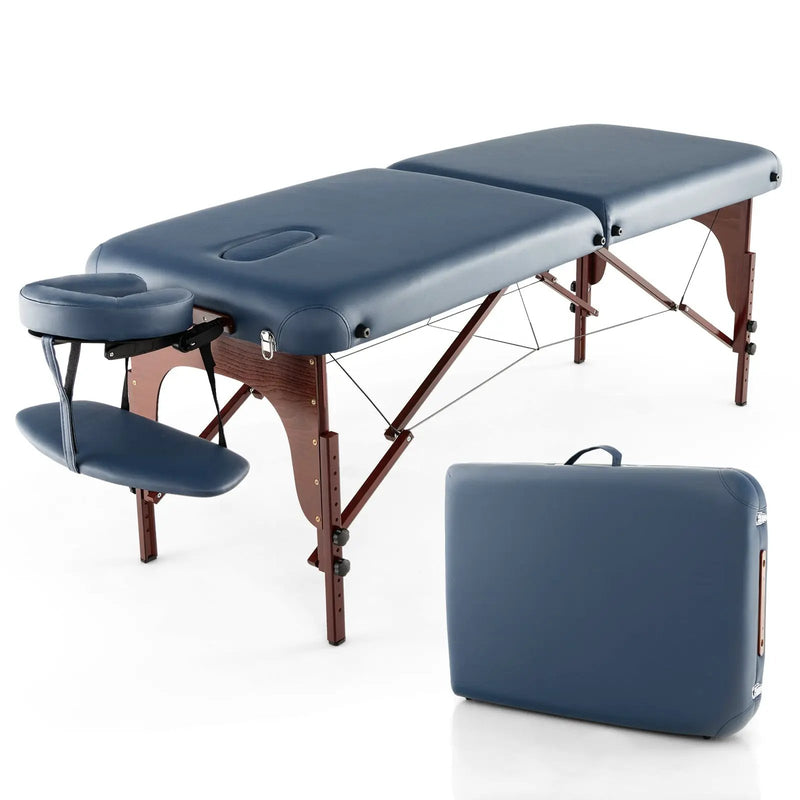 Portable Folding Massage Table with Carrying Case-Navy by DirectDeals