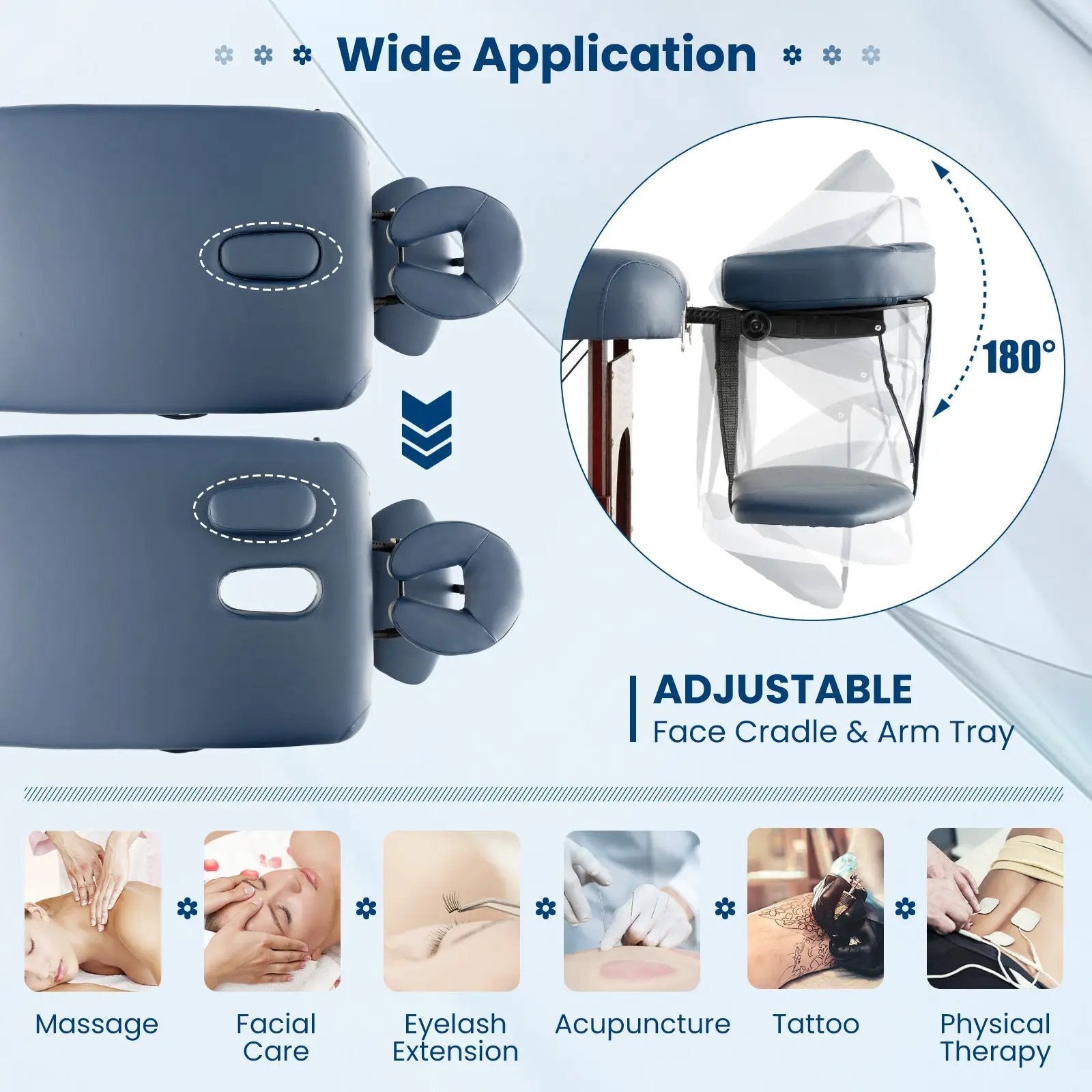 Portable Folding Massage Table with Carrying Case-Navy by DirectDeals