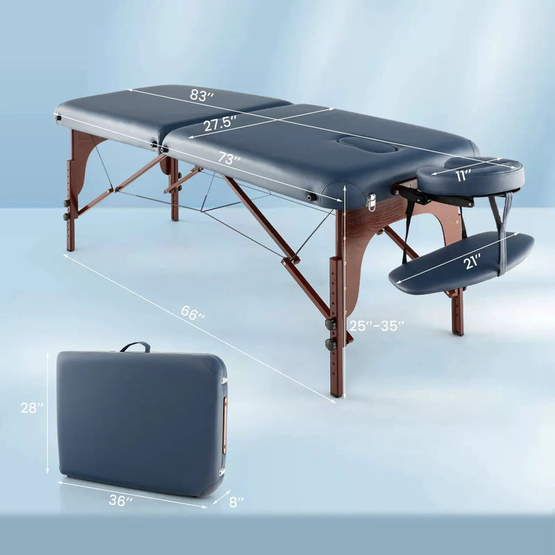 Portable Folding Massage Table with Carrying Case-Navy by DirectDeals