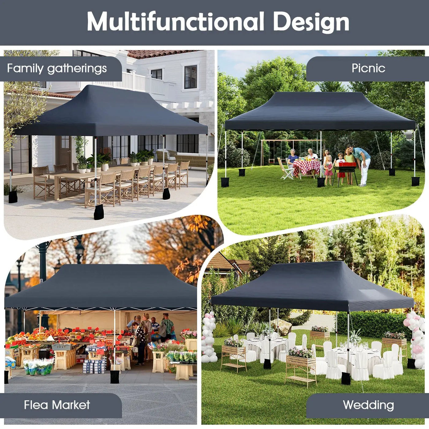 10 X 20 FT Pop up Canopy Tent Foldable Portable Outdoor Gazebo with Carry Bag-Blue by DirectDeals