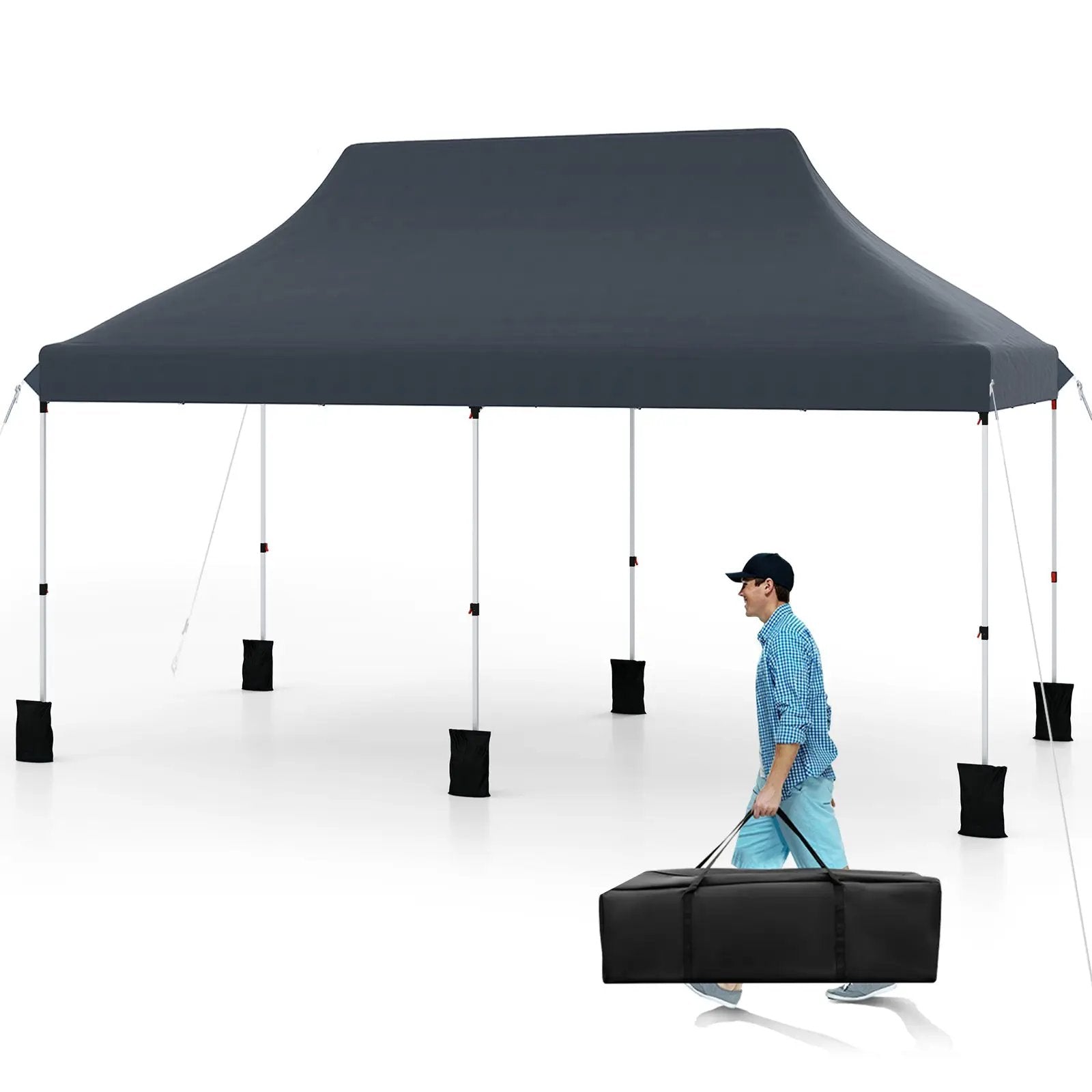 10 X 20 FT Pop up Canopy Tent Foldable Portable Outdoor Gazebo with Carry Bag-Blue by DirectDeals