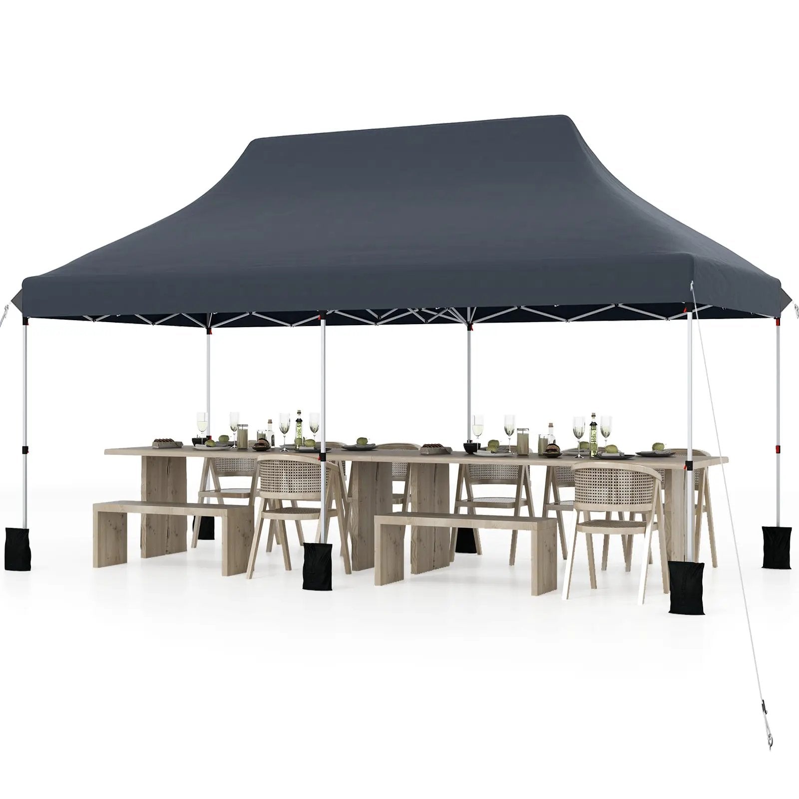 10 X 20 FT Pop up Canopy Tent Foldable Portable Outdoor Gazebo with Carry Bag-Blue by DirectDeals