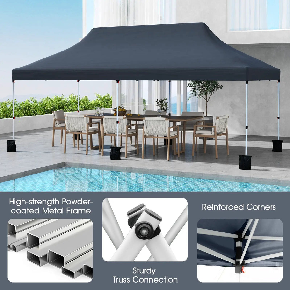 10 X 20 FT Pop up Canopy Tent Foldable Portable Outdoor Gazebo with Carry Bag-Blue by DirectDeals