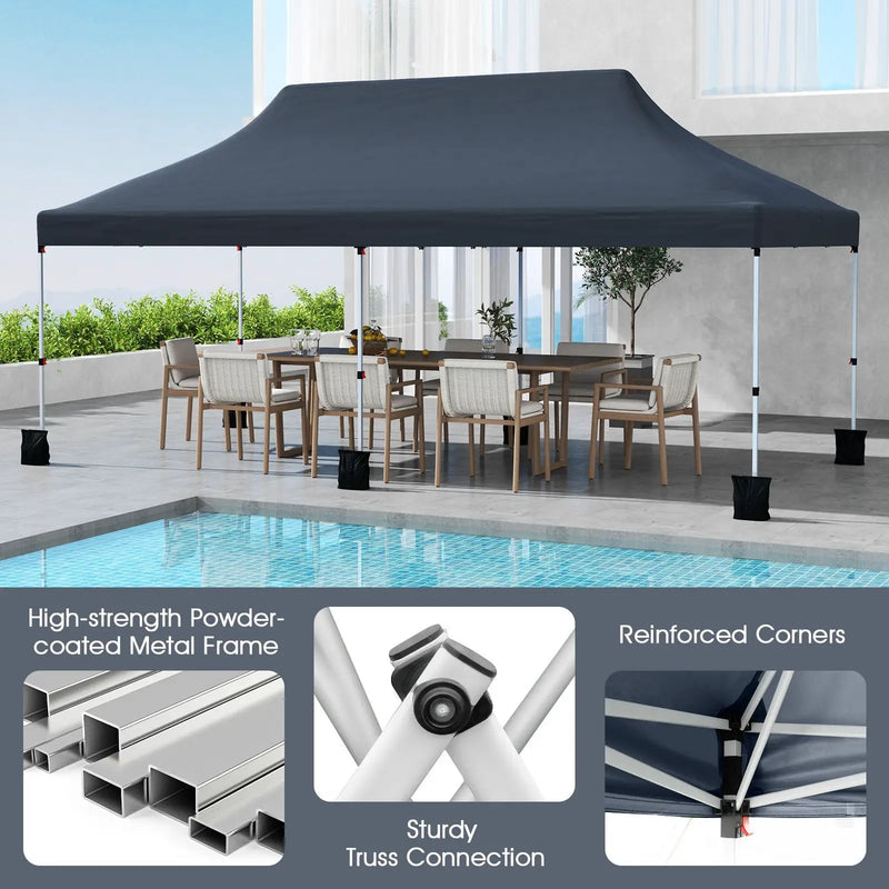 10 X 20 FT Pop up Canopy Tent Foldable Portable Outdoor Gazebo with Carry Bag-Blue by DirectDeals