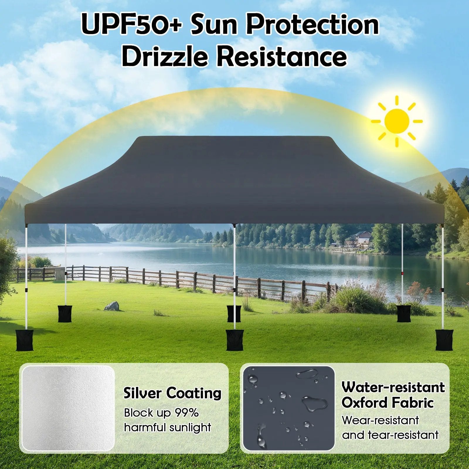 10 X 20 FT Pop up Canopy Tent Foldable Portable Outdoor Gazebo with Carry Bag-Blue by DirectDeals