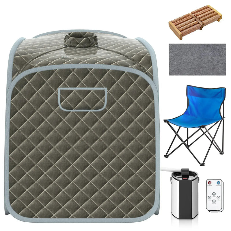 Portable Personal Steam Sauna Spa with Steamer Chair-Gray by DirectDeals