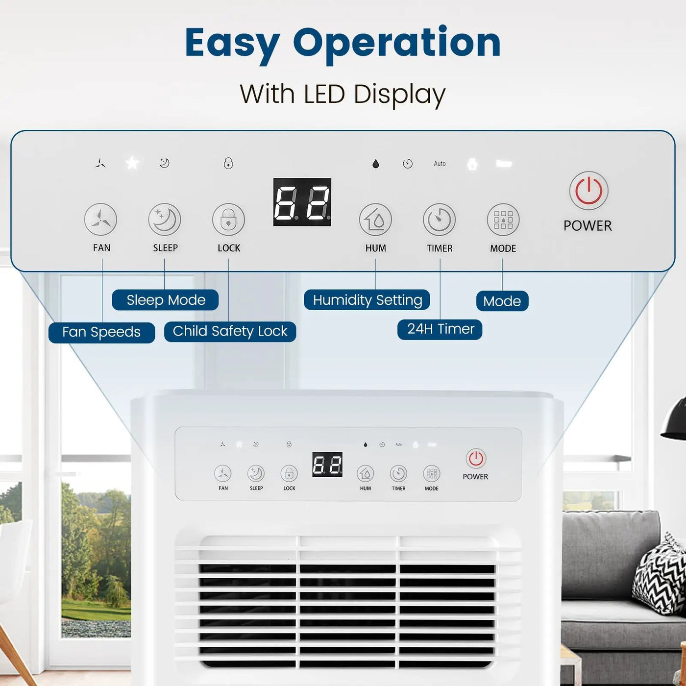 32 Pints/Day Portable Quiet Dehumidifier for Rooms up to 2500 Sq. Ft by DirectDeals