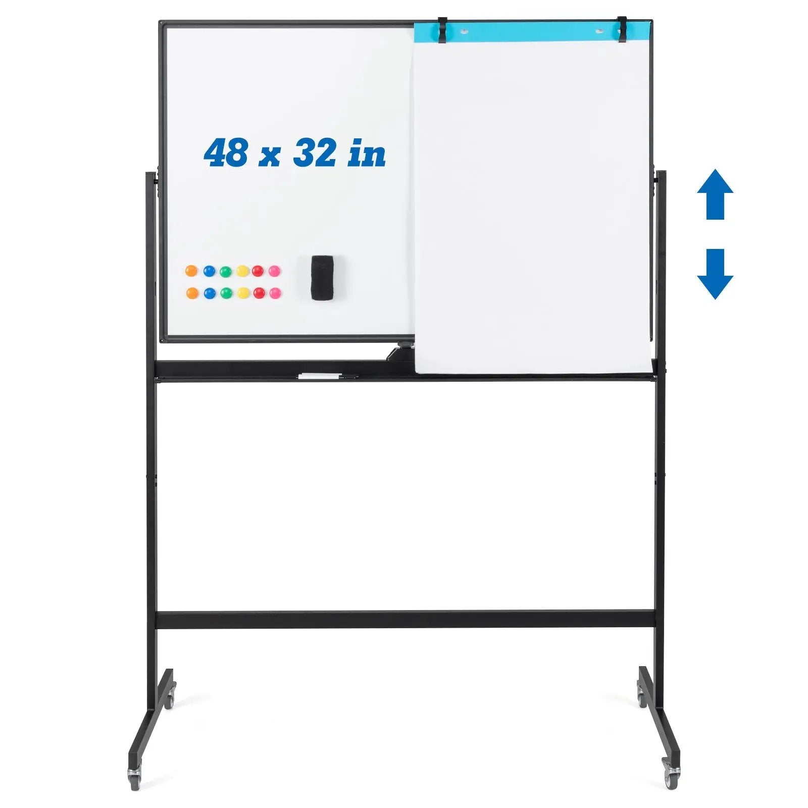 32 x 47 Inch Portable Rolling White Board-Black by DirectDeals