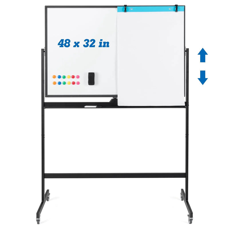 32 x 47 Inch Portable Rolling White Board-Black by DirectDeals