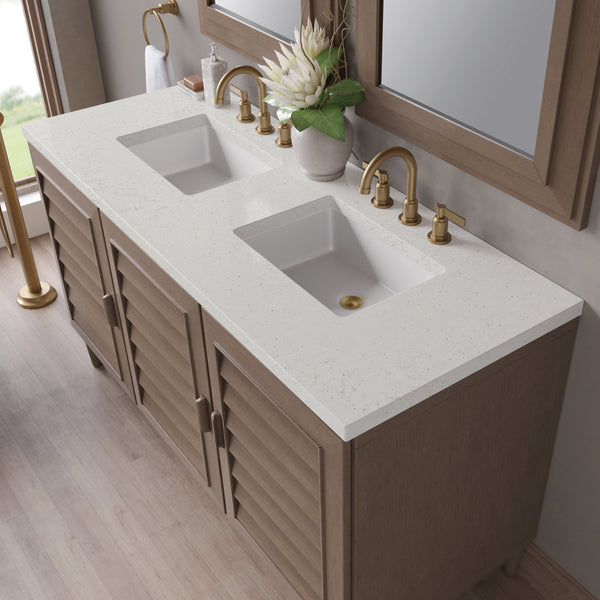 James Martin Portland 60" Double Bathroom Vanity, Whitewashed Walnut