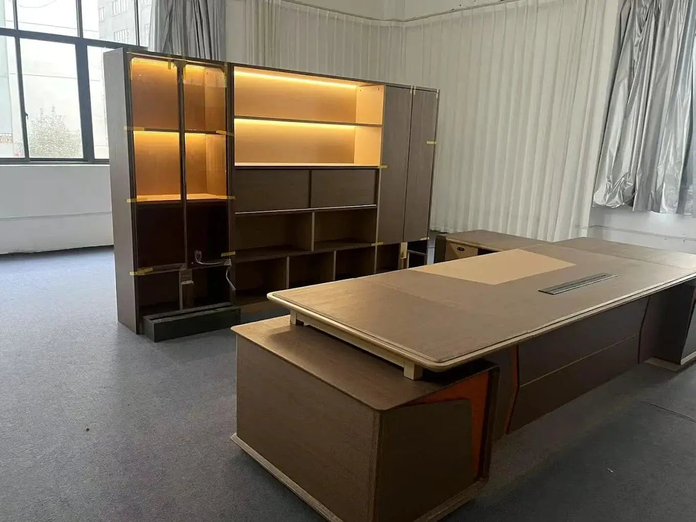 Hartwell · Modern Office Shelves w/ Lighting & Storage by Arc Grove