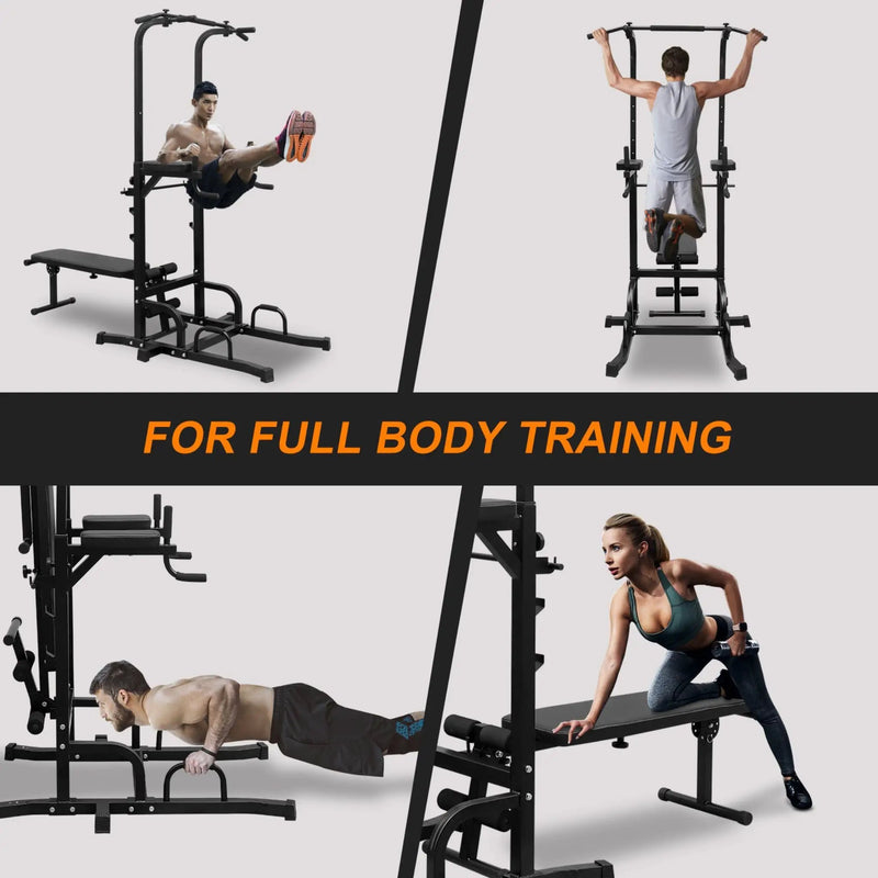 Rovix Power Tower Heavy-Duty Multi-Functional Dip Station With Bench, Pull Up Bar, And Adjustable Height For Home Gyms (SAK64327) by SAKSBY WHOLESALE