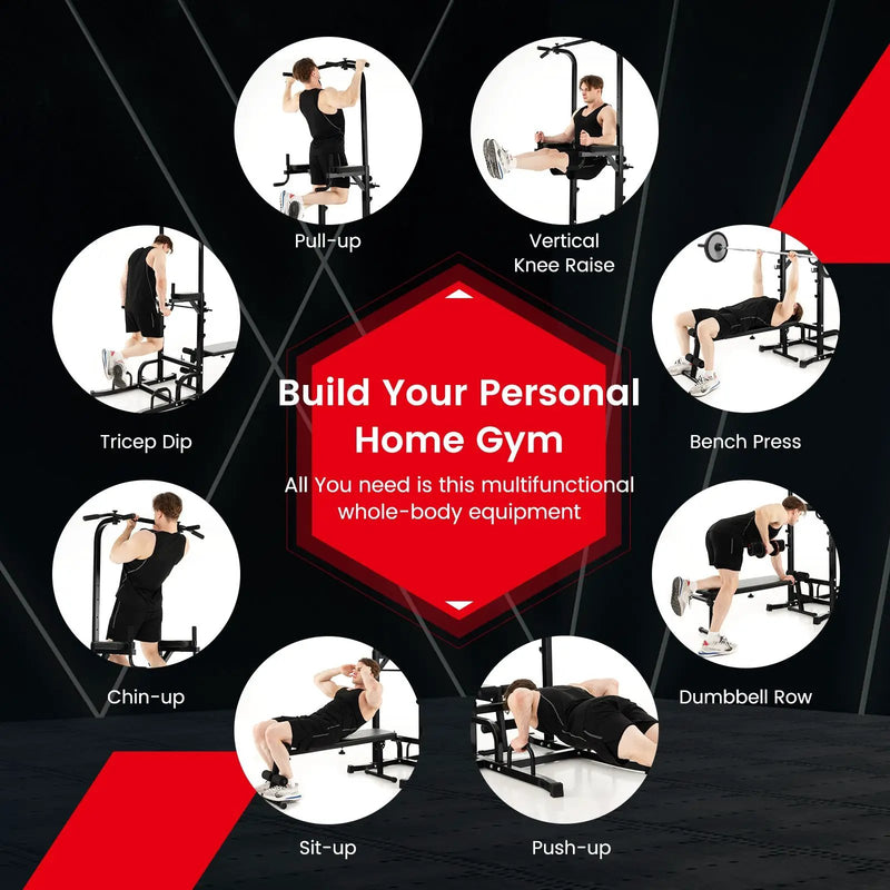 Power Tower Pull Up Bar Stand with Adjustable Heights and Bench by DirectDeals