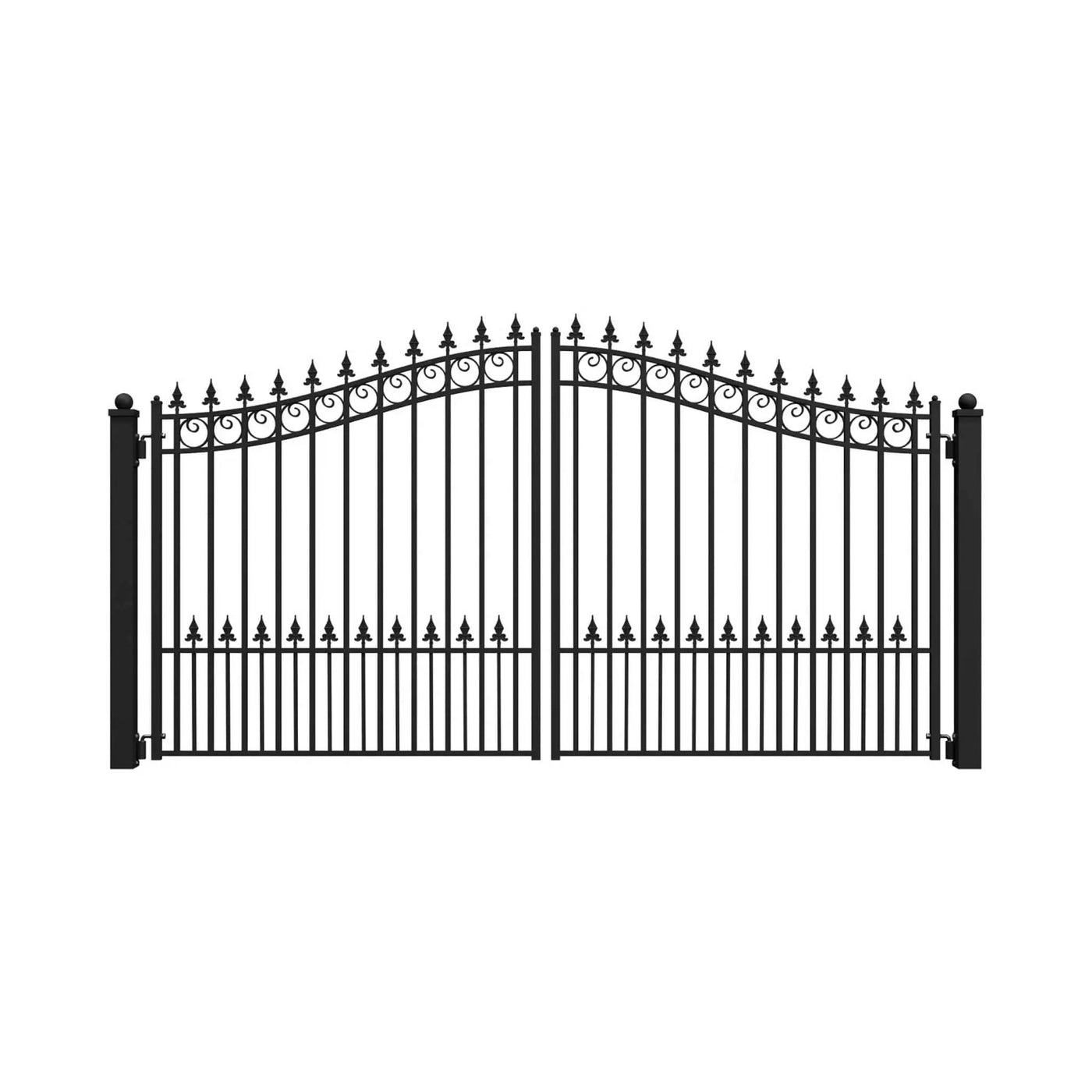 [12-18FT] Heavy-Duty Prague-Style Powder-Coated Galvanized Steel Dual Swing Driveway Gate (SAK48530) by SAKSBY WHOLESALE