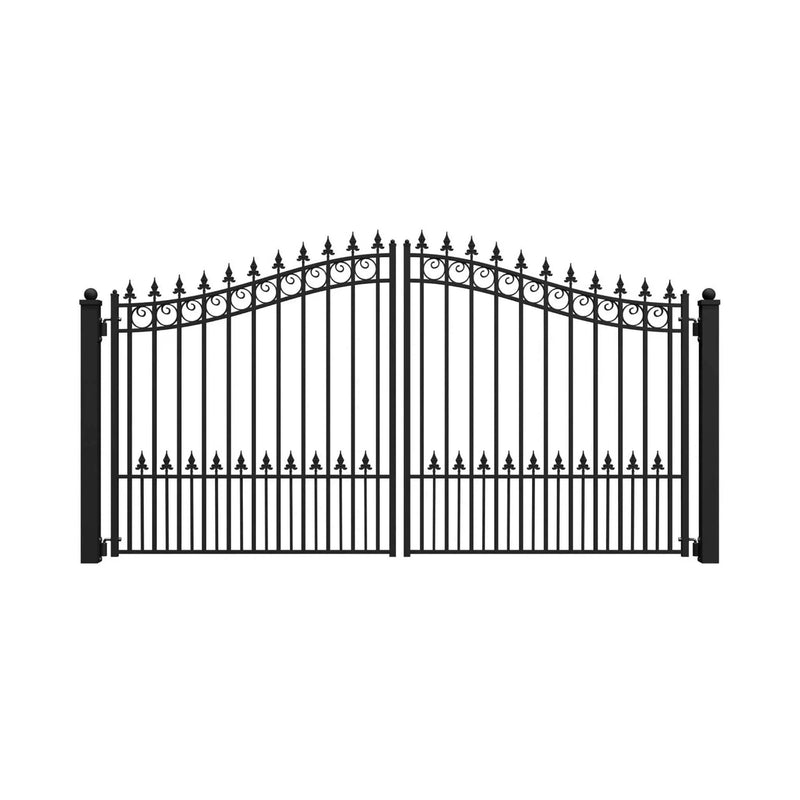 [12-18FT] Heavy-Duty Prague-Style Powder-Coated Galvanized Steel Dual Swing Driveway Gate (SAK48530) by SAKSBY WHOLESALE