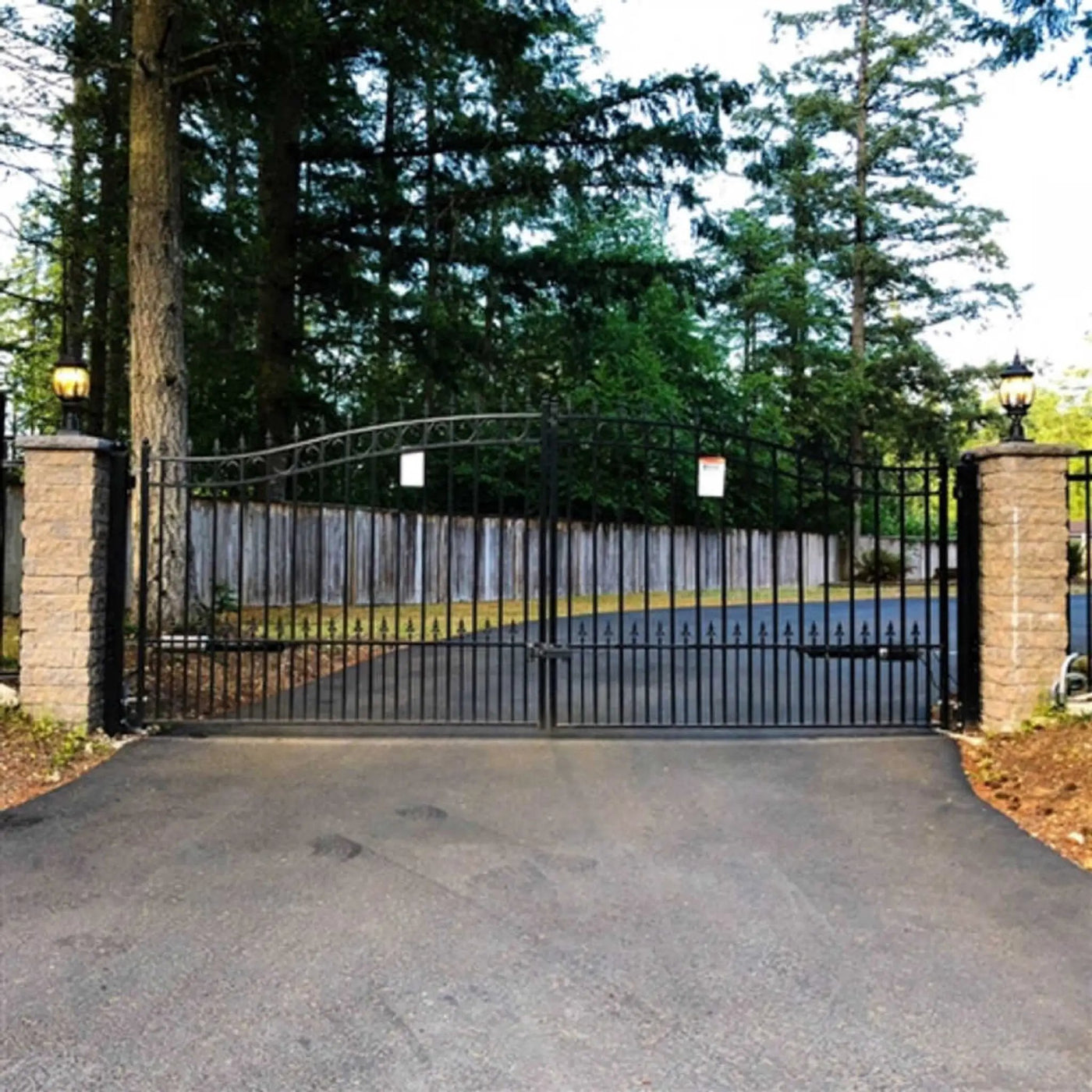 [12-18FT] Heavy-Duty Prague-Style Powder-Coated Galvanized Steel Dual Swing Driveway Gate (SAK48530) by SAKSBY WHOLESALE