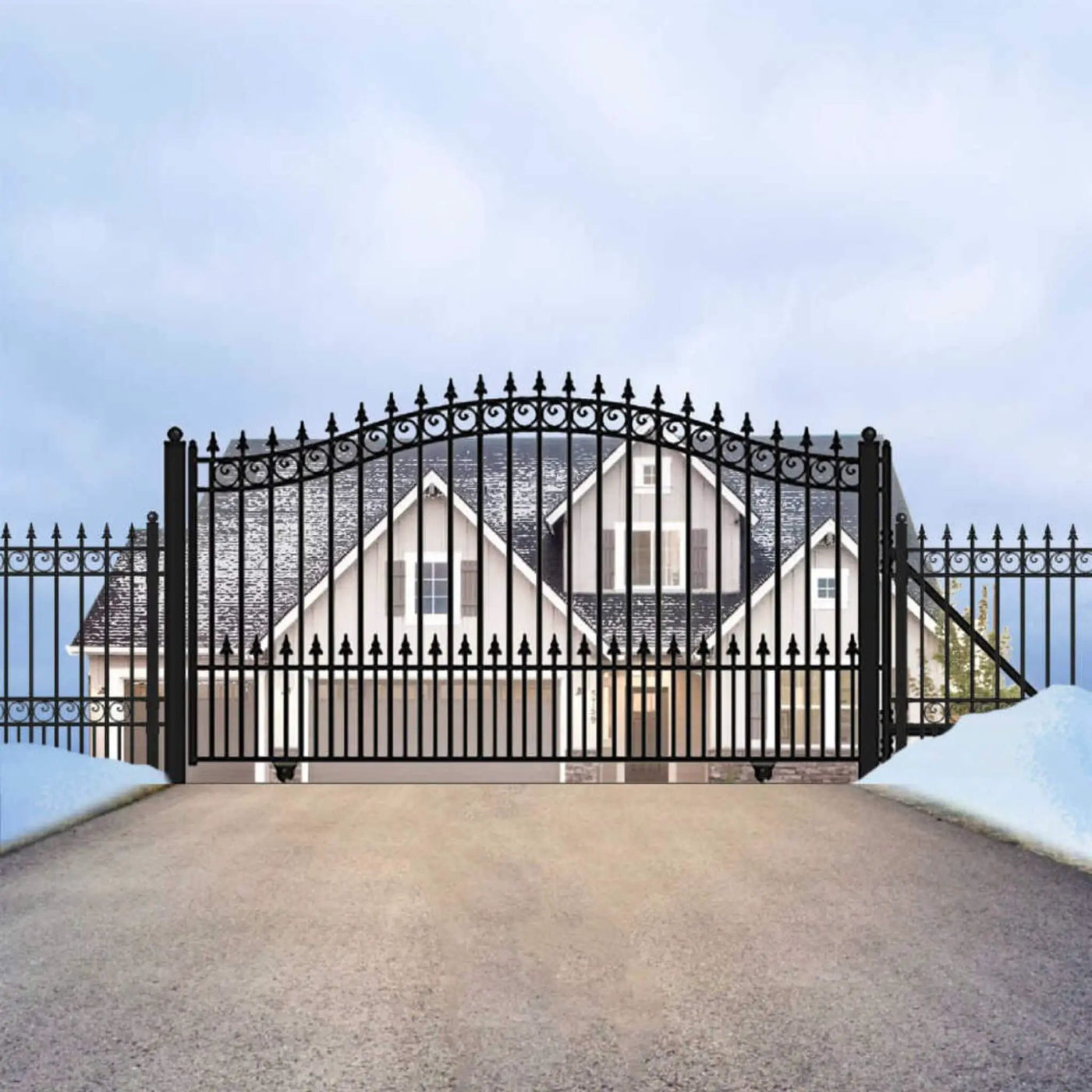 [12-18FT] Heavy-Duty Prague-Style Premium Steel Sliding Driveway Gate (SAK71492) by SAKSBY WHOLESALE