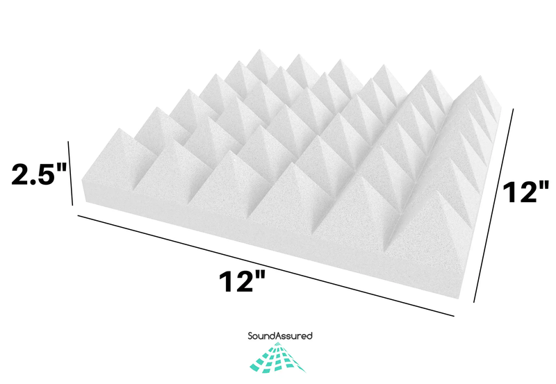 White Acoustic Foam Panels - 12x12x2.5" by SoundAssured