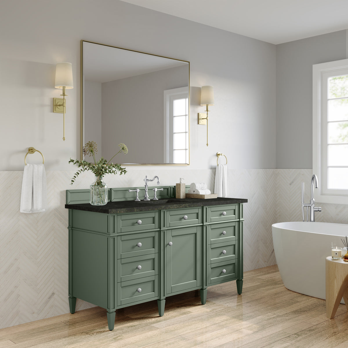 James Martin Brittany 60" Single Bathroom Vanity, Smokey Celadon, view 32