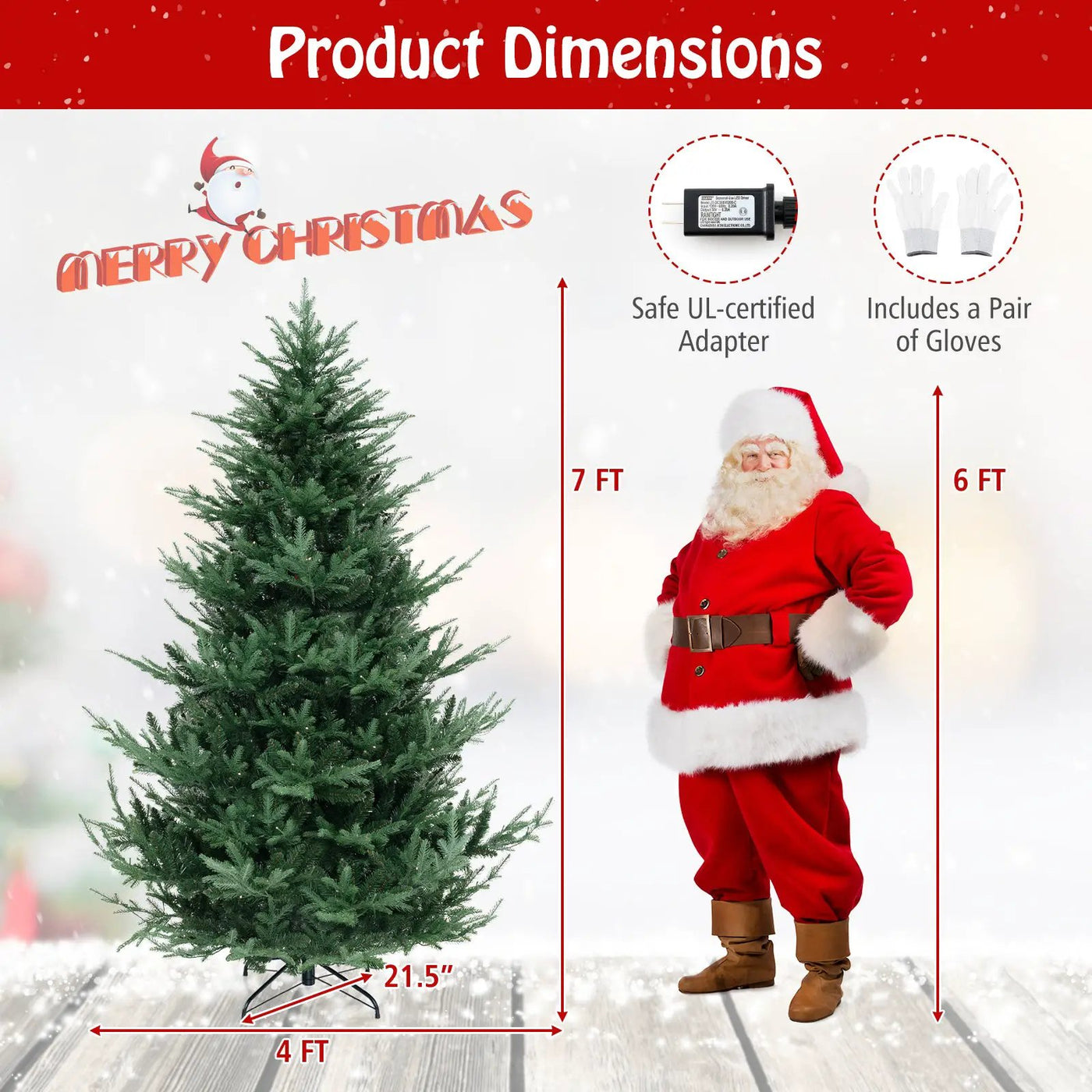 6 FT Pre-Lit Artificial Hinged Xmas Tree with 778 PVC and PE Branch Tips by DirectDeals