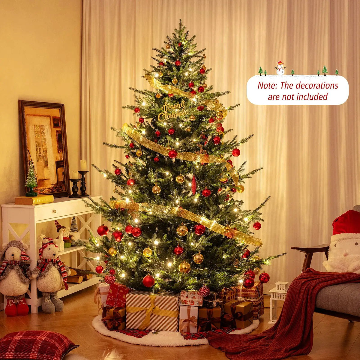 6 FT Pre-Lit Artificial Hinged Xmas Tree with 778 PVC and PE Branch Tips by DirectDeals