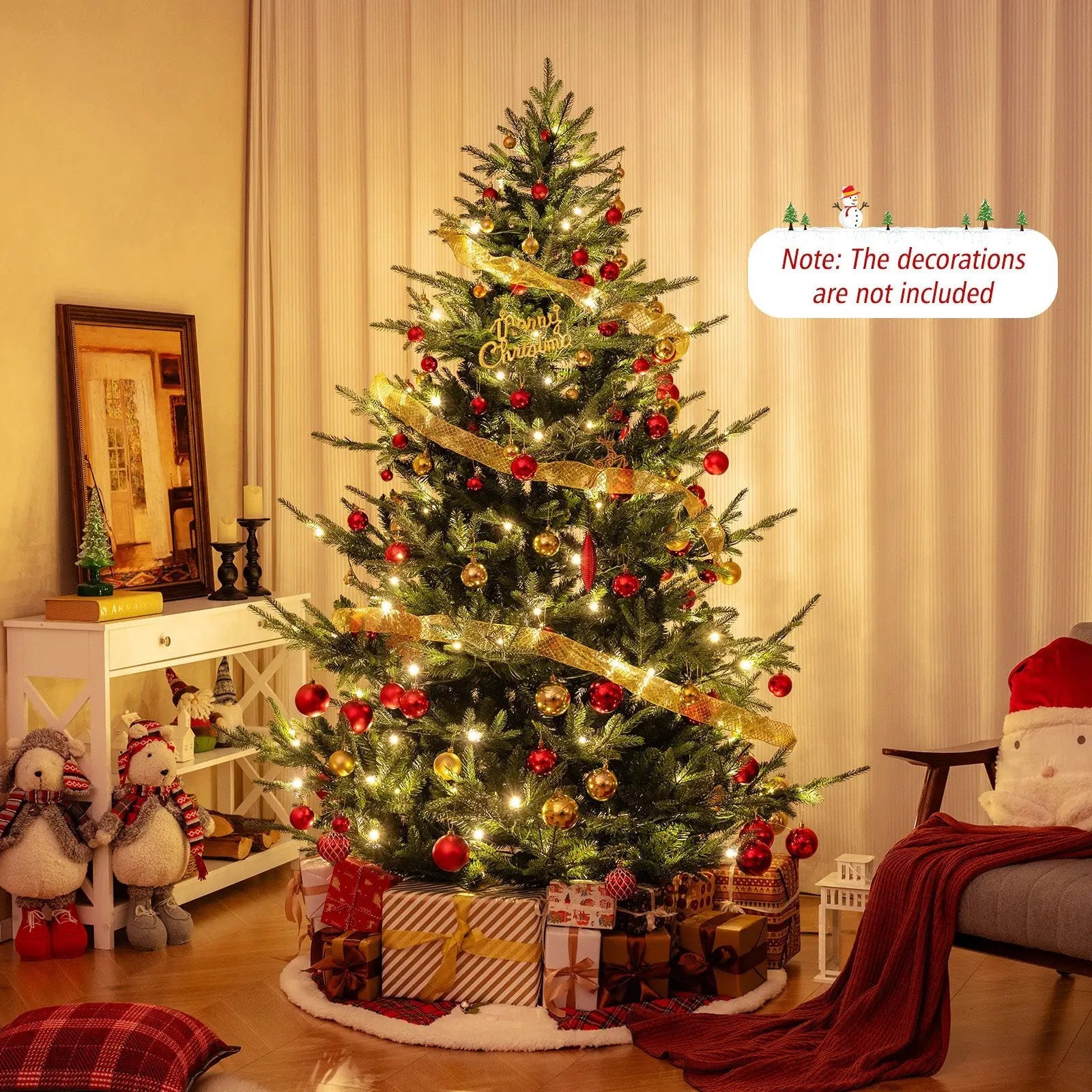 6 FT Pre-Lit Artificial Hinged Xmas Tree with 778 PVC and PE Branch Tips by DirectDeals