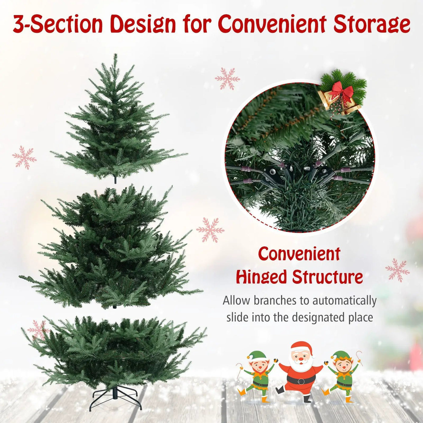 6 FT Pre-Lit Artificial Hinged Xmas Tree with 778 PVC and PE Branch Tips by DirectDeals