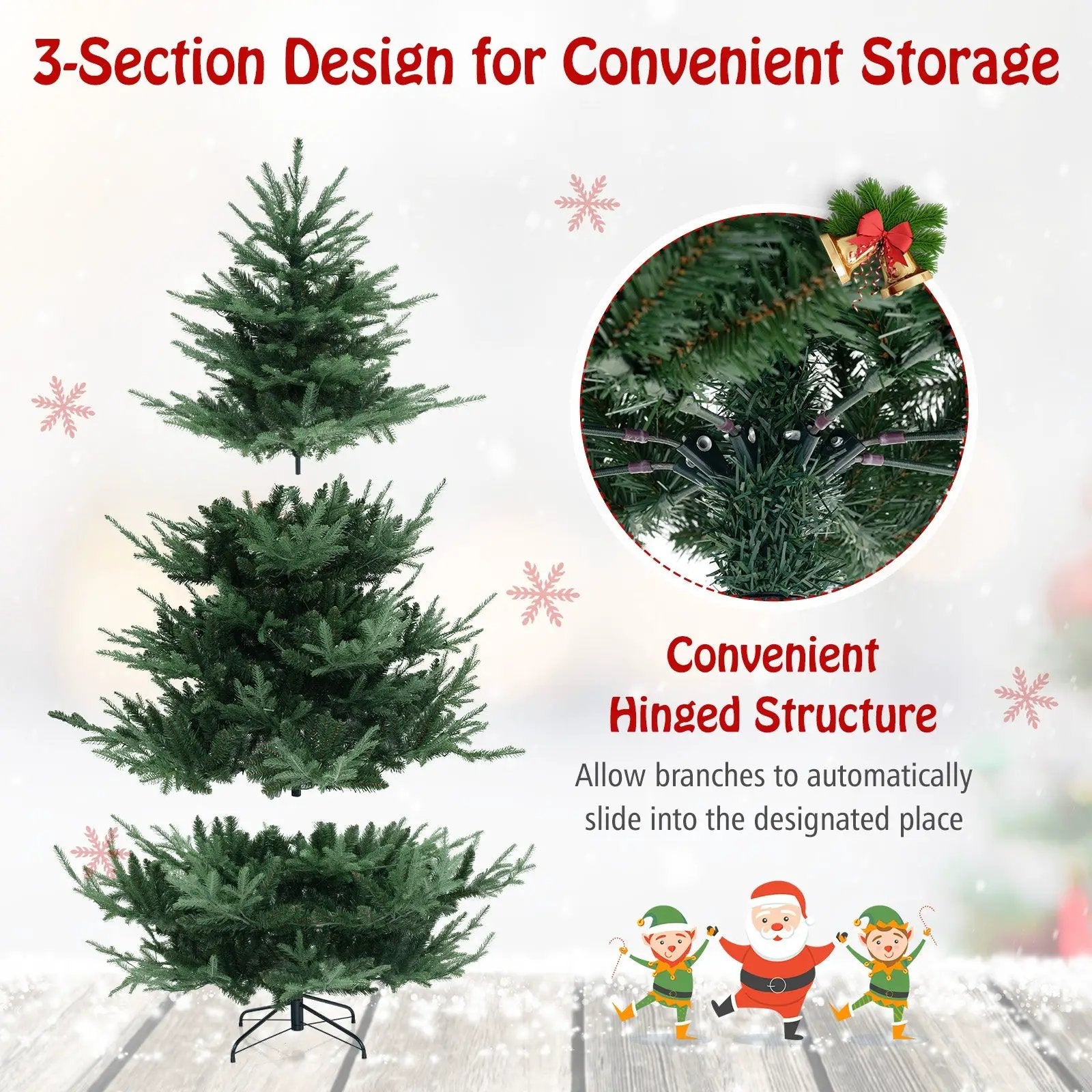 6 FT Pre-Lit Artificial Hinged Xmas Tree with 778 PVC and PE Branch Tips by DirectDeals