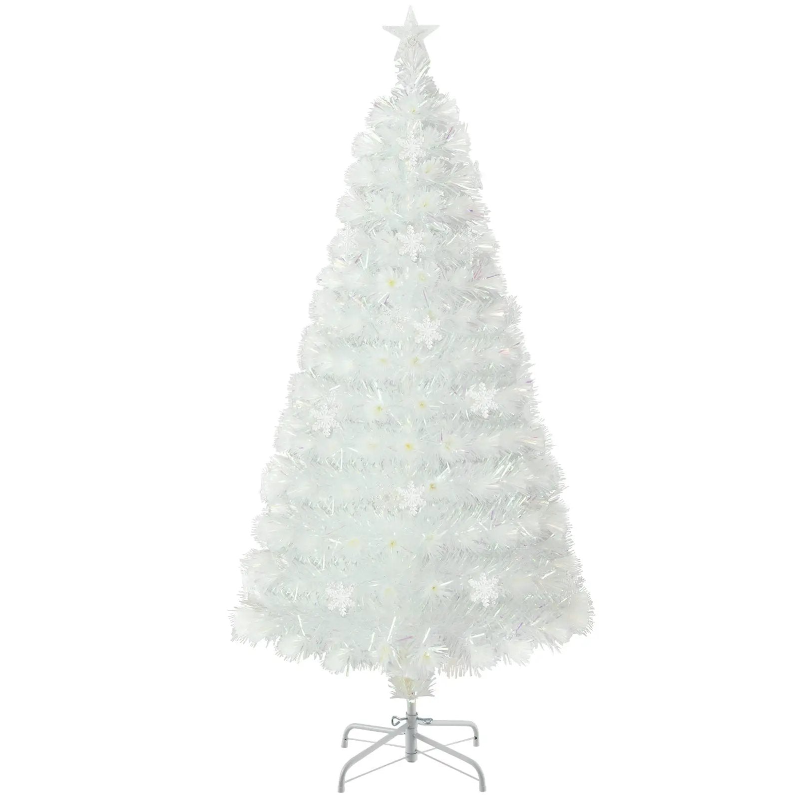 5/6/7 Feet Pre-Lit White Artificial Christmas Tree with Iridescent Leaves by DirectDeals