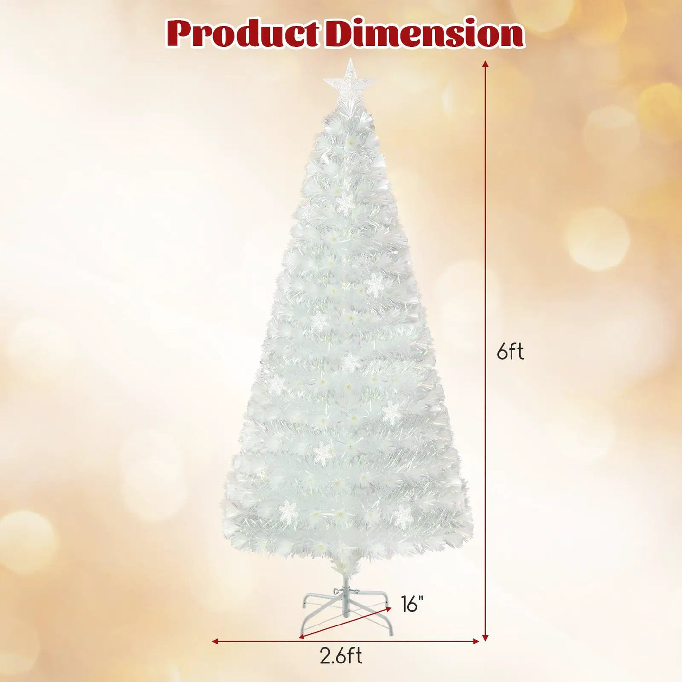 5/6/7 Feet Pre-Lit White Artificial Christmas Tree with Iridescent Leaves by DirectDeals