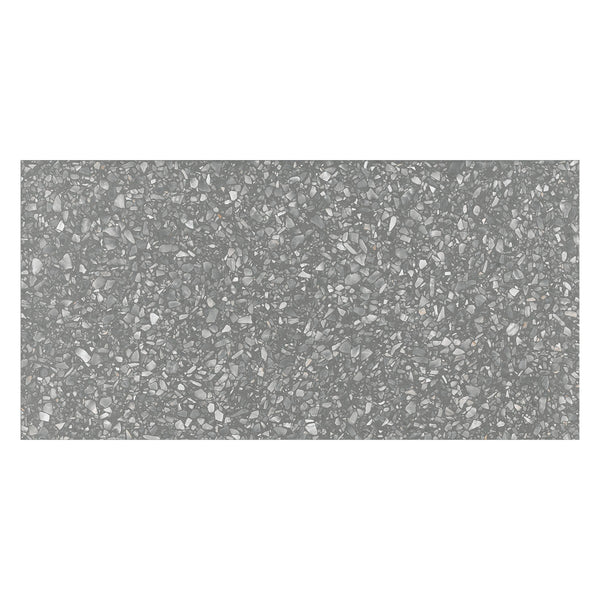 Precious Black Matte Terrazzo Look Porcelain Tiles 12x24