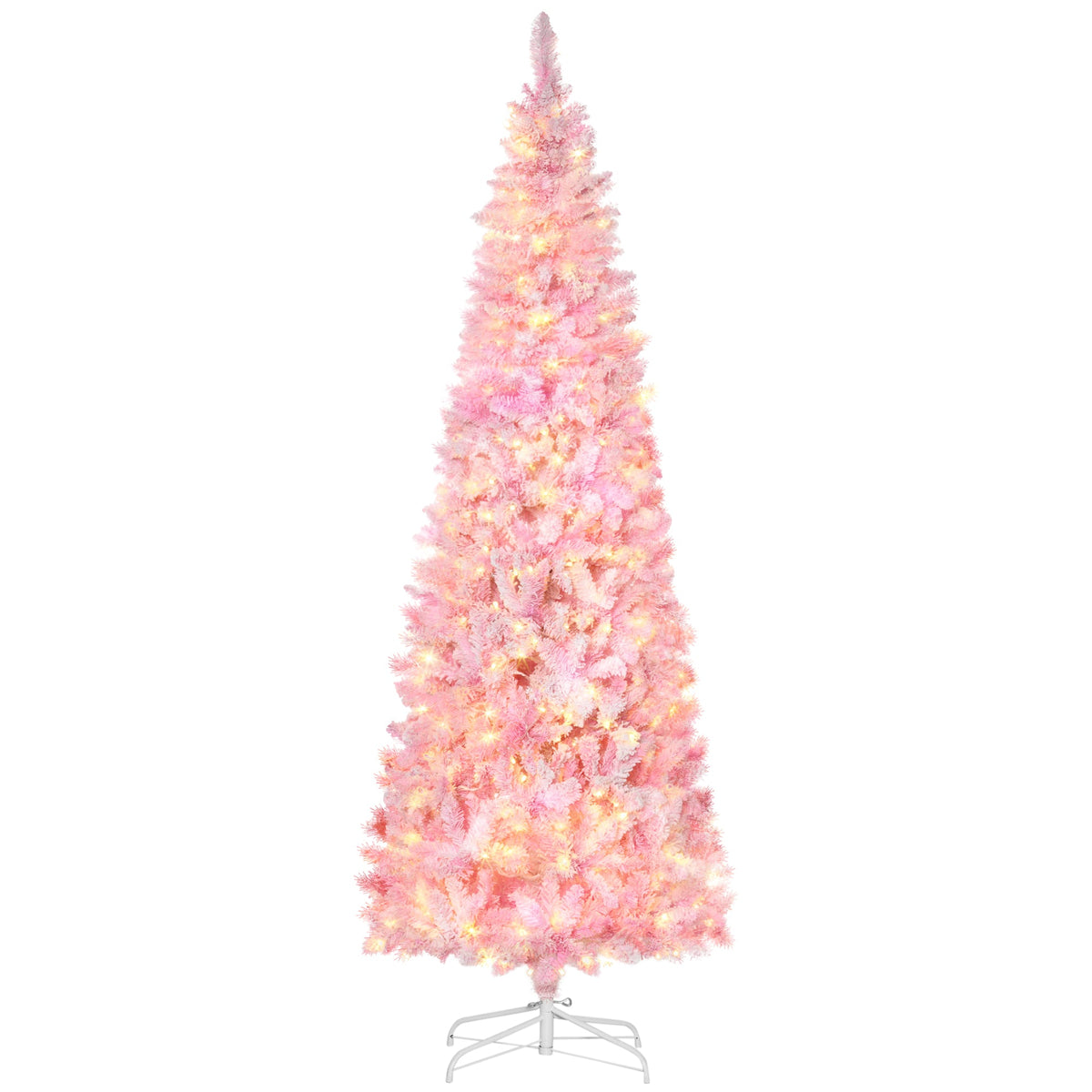 Prelit Snow Flocked Artificial Christmas Tree with LED Lights - Pink, 7.5ft, photo 10 of 10