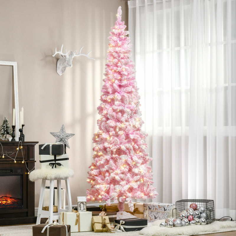Prelit Snow Flocked Artificial Christmas Tree with LED Lights - Pink, 7.5ft, photo 8 of 10