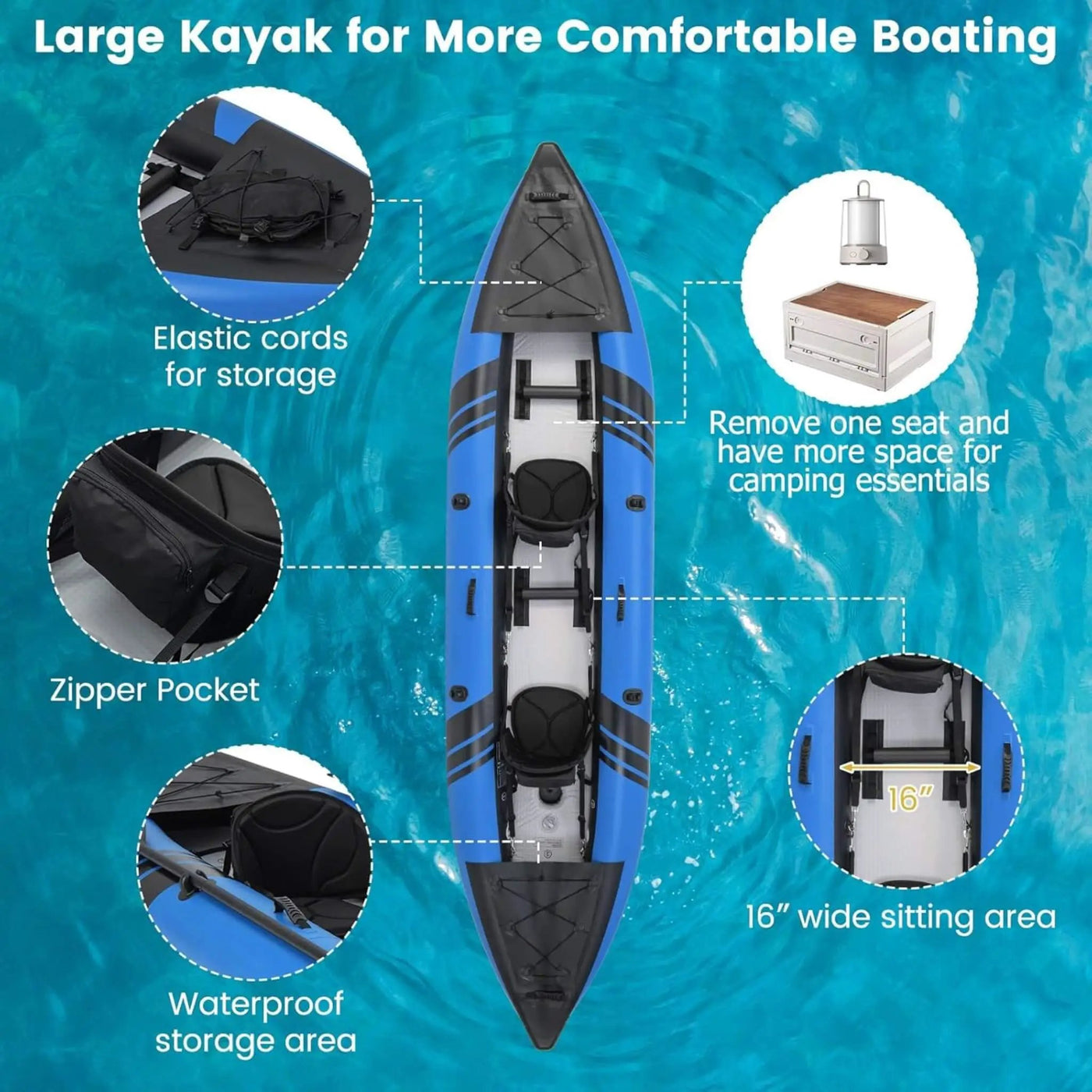 Premium 12FT 2-Person Inflatable Tandem Kayak Kit With Pump And Paddles (SAK94816) by SAKSBY WHOLESALE