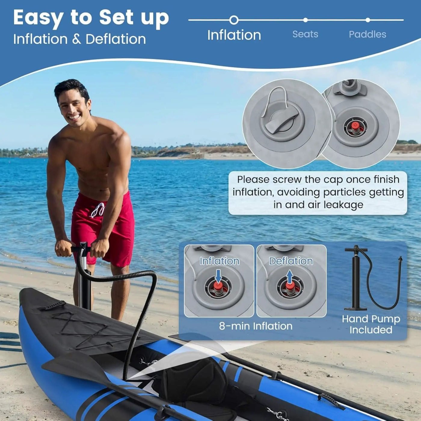 Premium 12FT 2-Person Inflatable Tandem Kayak Kit With Pump And Paddles (SAK94816) by SAKSBY WHOLESALE