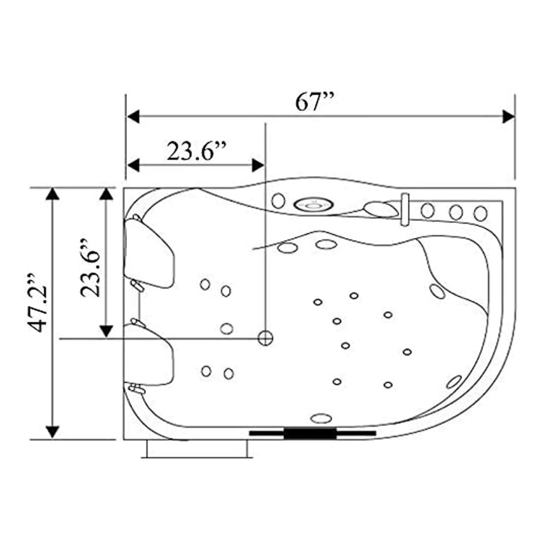 Cayman 67-Inch Premium 2-Person 16-Jet Whirlpool Hydromassage Bathtub (SAK72851) by SAKSBY WHOLESALE