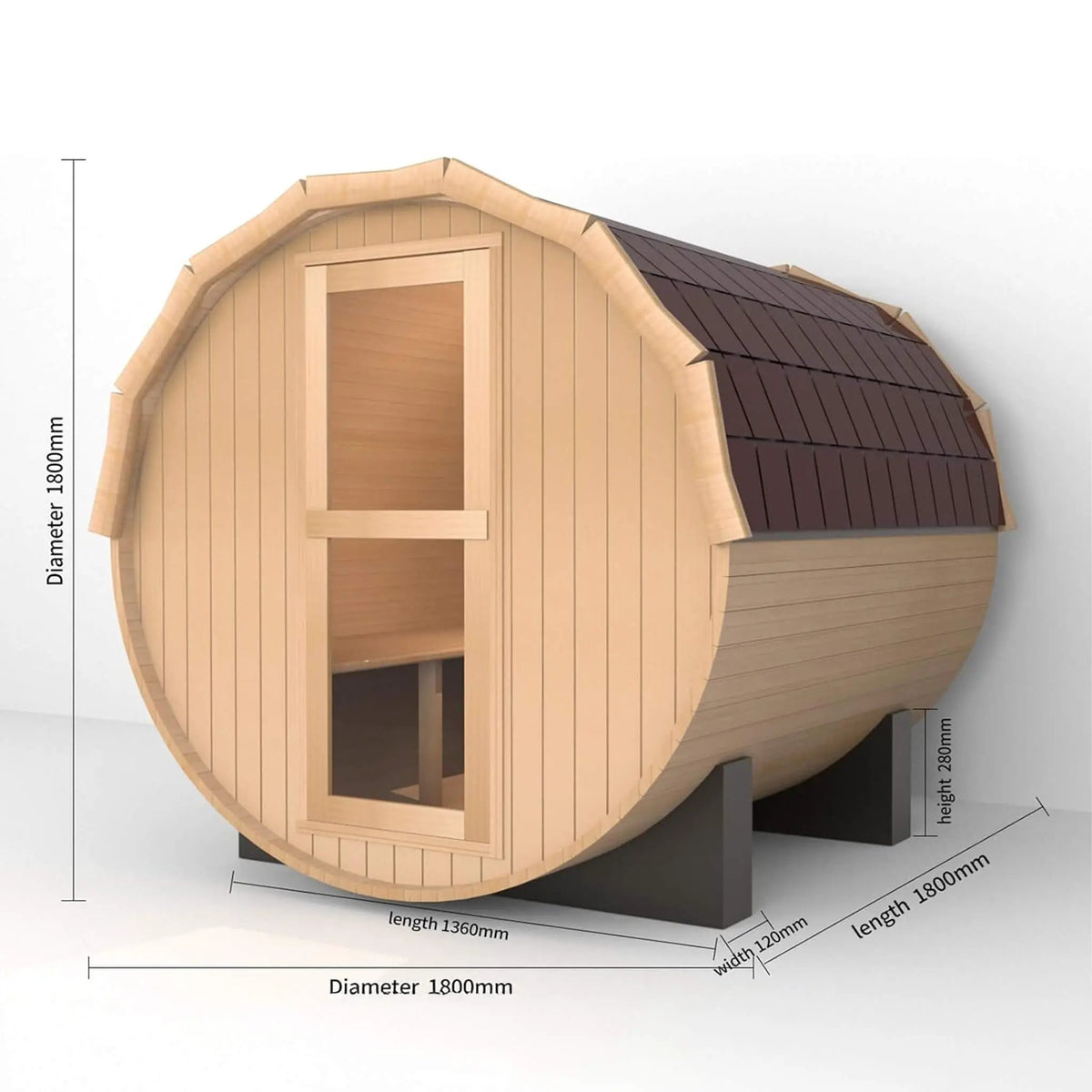 Thermora Haven Premium All-Weather Outdoor Pinewood Barrel Sauna Kit With 4.5KW Heater And Tempered Glass Window (SAK91462) by SAKSBY WHOLESALE