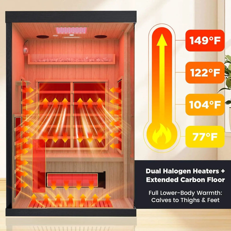 Thermora Pandora Premium 2-Person Indoor Infrared Sauna With Red Light Therapy And Himalayan Salt Rocks (SAK67305) by SAKSBY WHOLESALE