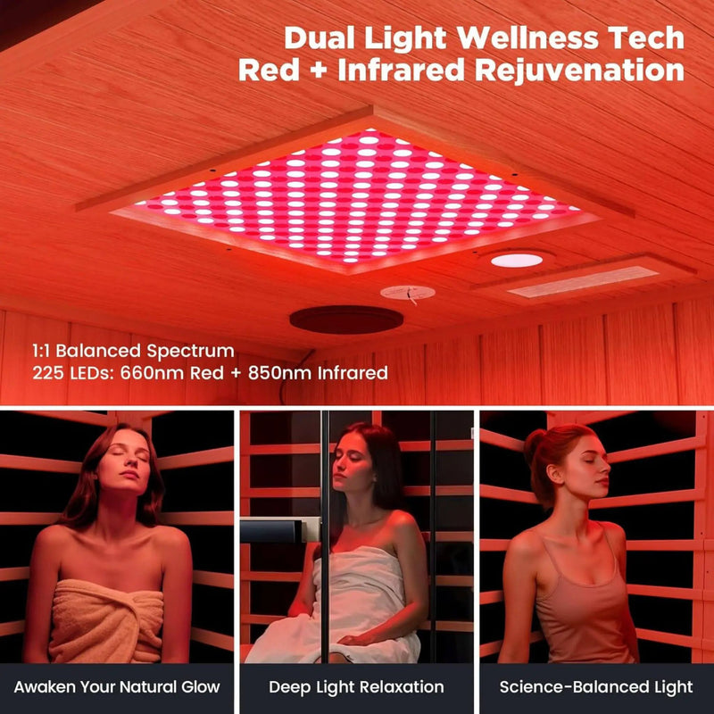 Thermora Pandora Premium 2-Person Indoor Infrared Sauna With Red Light Therapy And Himalayan Salt Rocks (SAK67305) by SAKSBY WHOLESALE