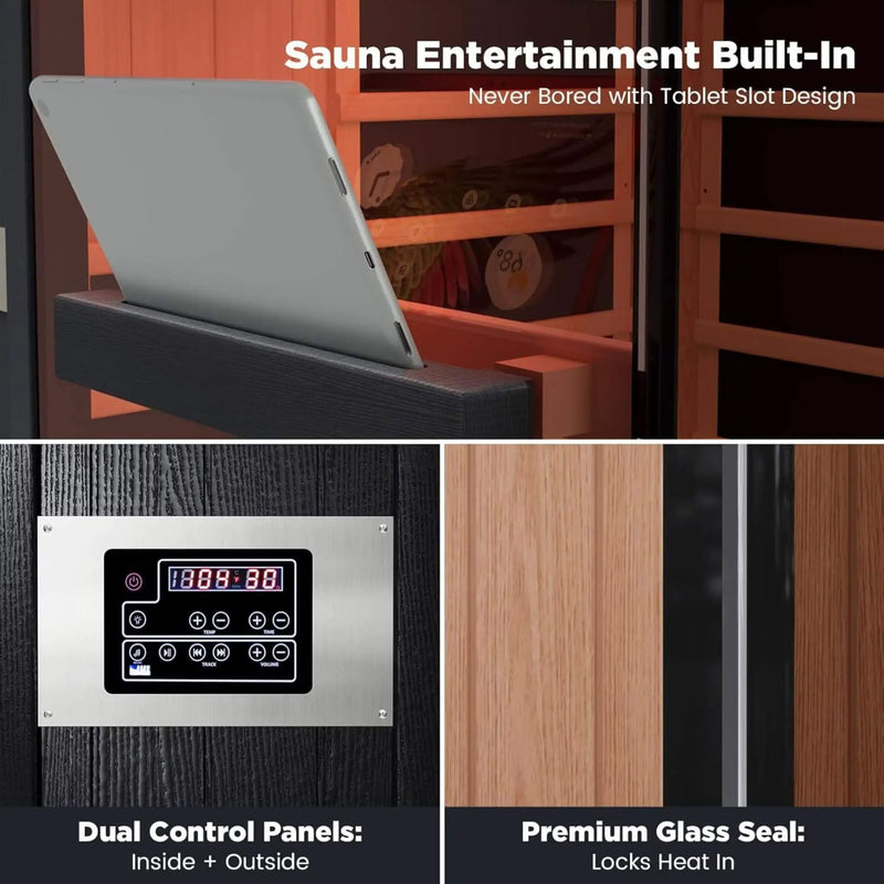 Thermora Pandora Premium 2-Person Indoor Infrared Sauna With Red Light Therapy And Himalayan Salt Rocks (SAK67305) by SAKSBY WHOLESALE