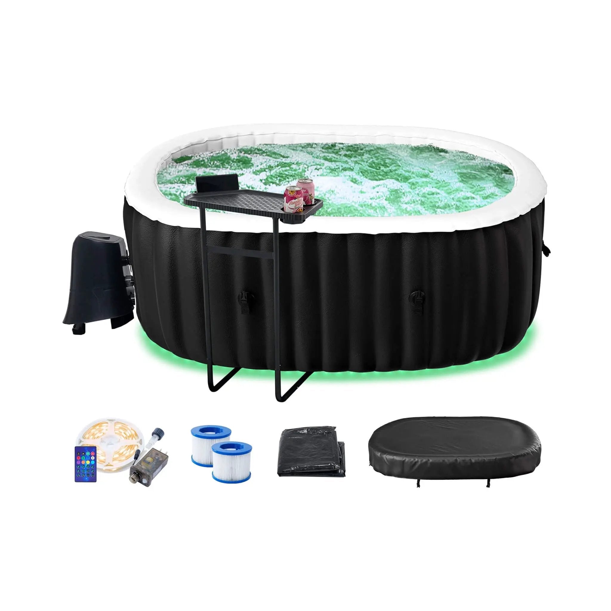 Premium 2-Person Inflatable Hot Tub Kit With 8-Color LED Lights (SAK98431) by SAKSBY WHOLESALE