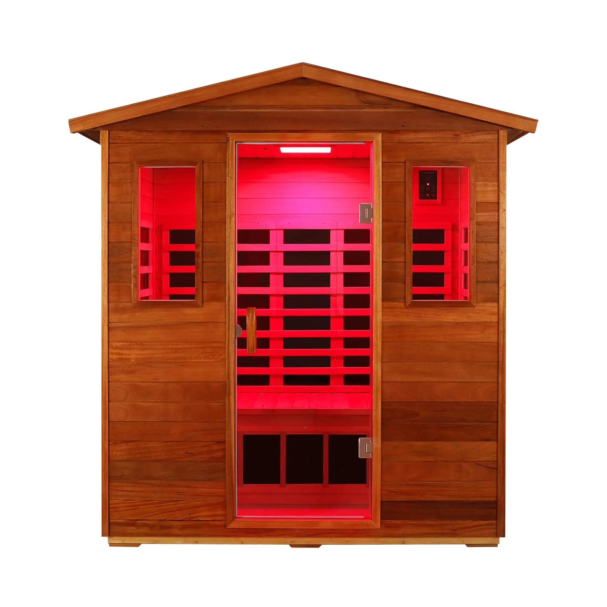 Thermora Vanta Luxury 3-Person Outdoor Mahogany Full Spectrum Ultra-Low EMF FAR Infrared Sauna With Chromotherapy And Bluetooth Speakers (SAK83460) by SAKSBY WHOLESALE