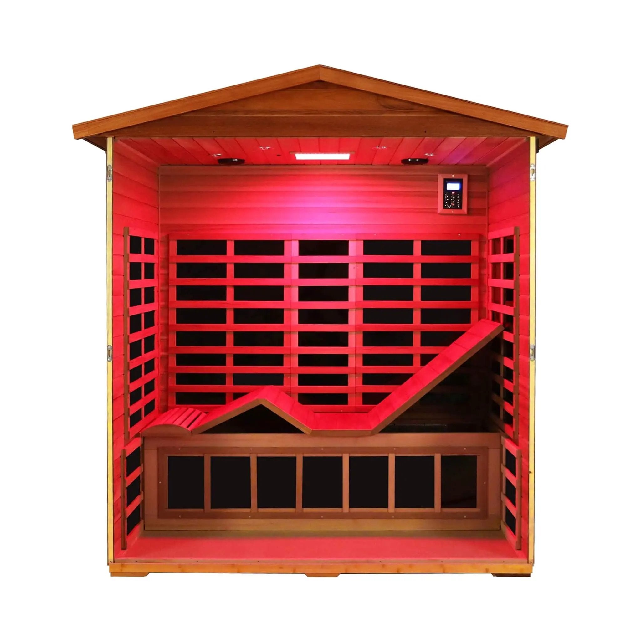 Thermora Vanta Luxury 3-Person Outdoor Mahogany Full Spectrum Ultra-Low EMF FAR Infrared Sauna With Chromotherapy And Bluetooth Speakers (SAK83460) by SAKSBY WHOLESALE