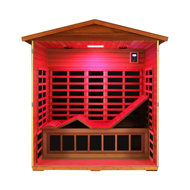 Thermora Vanta Luxury 3-Person Outdoor Mahogany Full Spectrum Ultra-Low EMF FAR Infrared Sauna With Chromotherapy And Bluetooth Speakers (SAK83460) by SAKSBY WHOLESALE