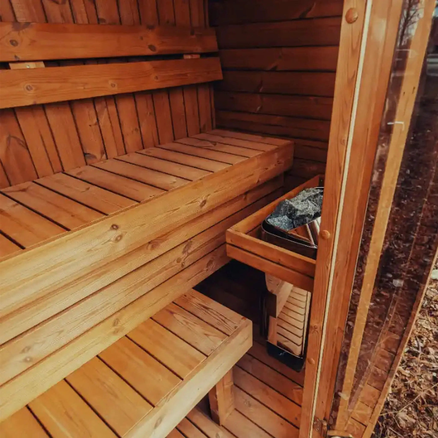 Premium 3-Person Outdoor Scandinavian ThermoWood Cube Sauna Kit With LED Lighting (SAK47582) by SAKSBY WHOLESALE