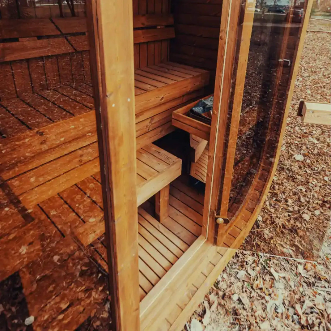 Premium 3-Person Outdoor Scandinavian ThermoWood Cube Sauna Kit With LED Lighting (SAK47582) by SAKSBY WHOLESALE